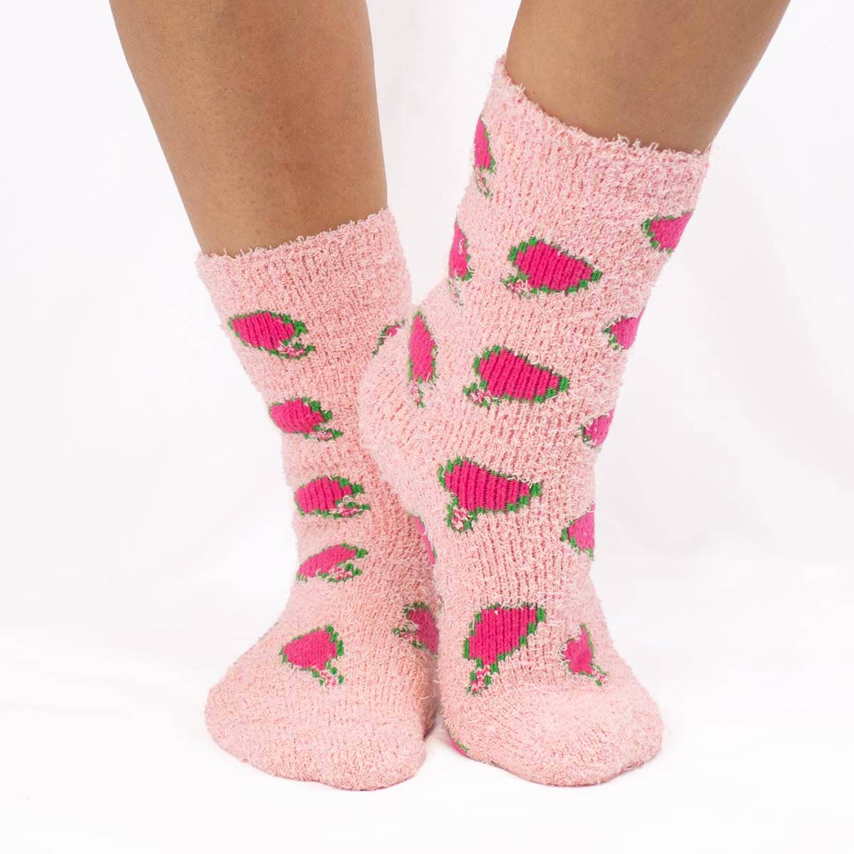 Women's Pickleball Snuggle Socks Pink/Green One Size
