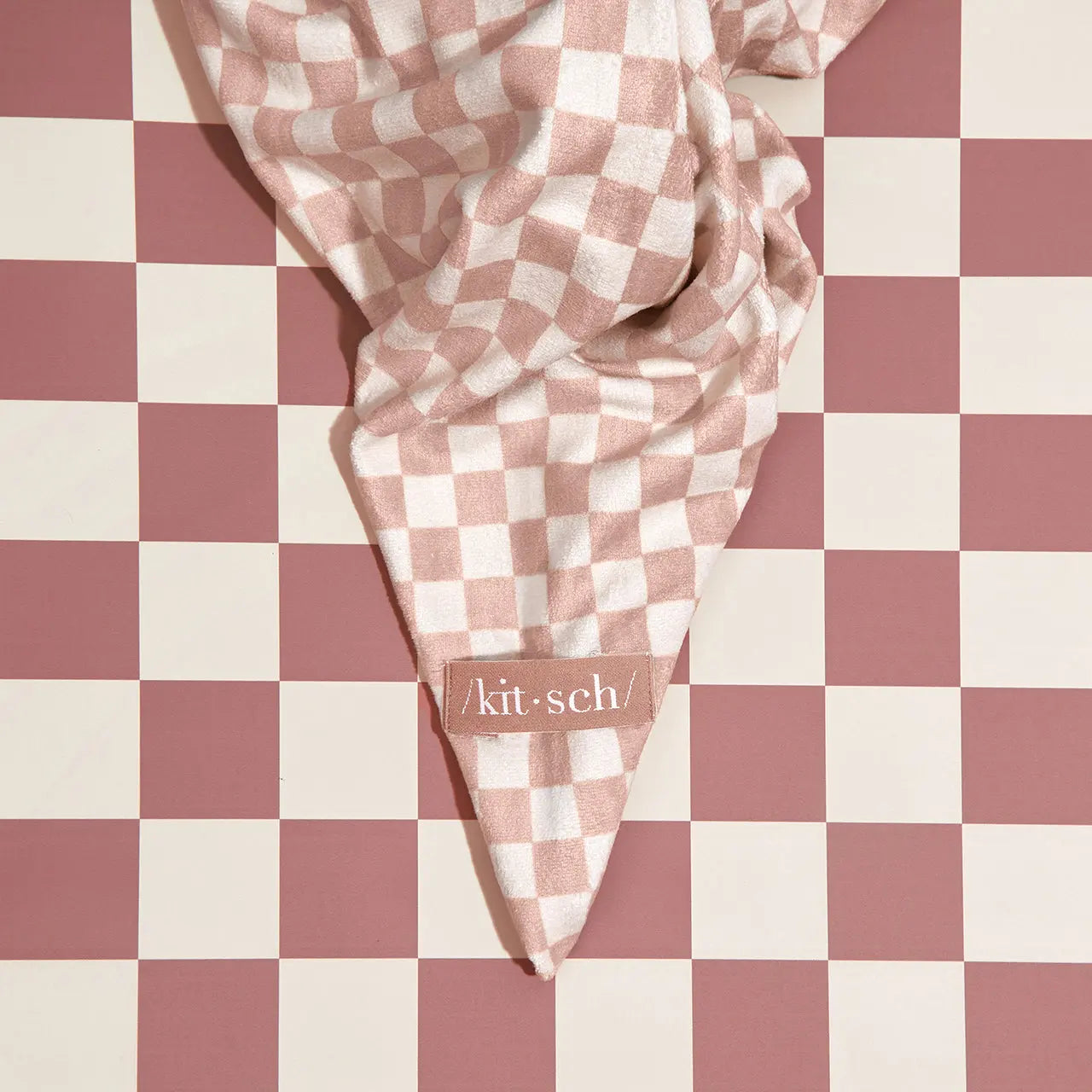 /KITSCH/ XL Quick-Dry Hair Towel Wrap - Checker