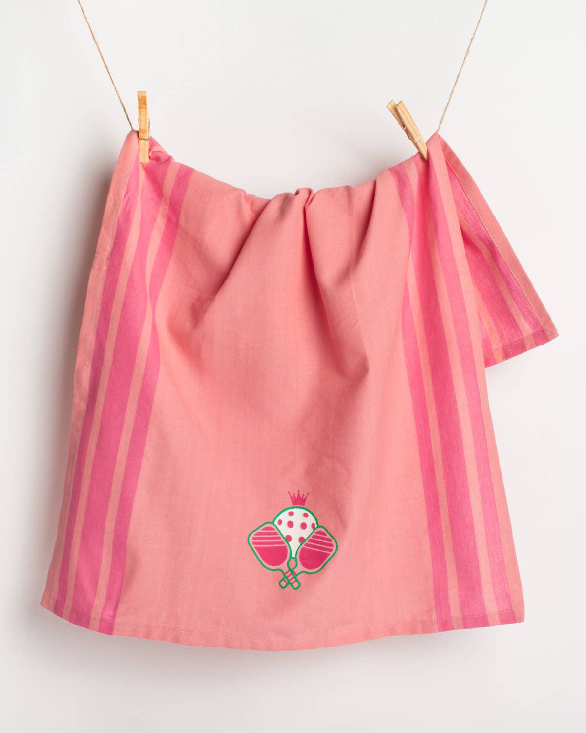 Pickleball Hand Towel Pink/Light Pink/Green 20x28