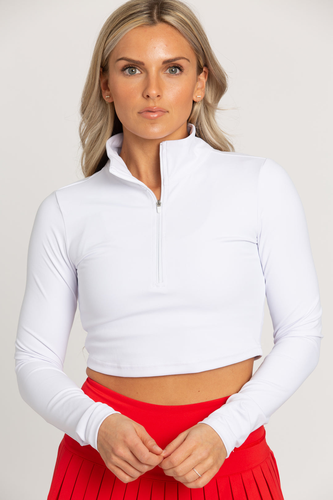 Athletic Half-Zip Crop Top