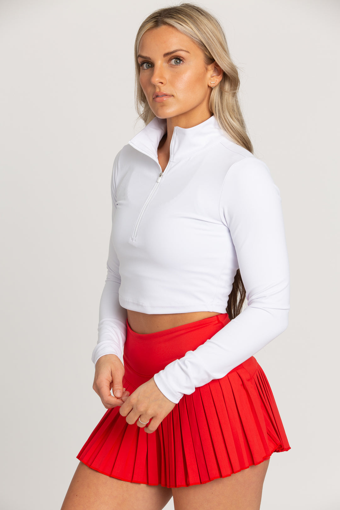 Athletic Half-Zip Crop Top