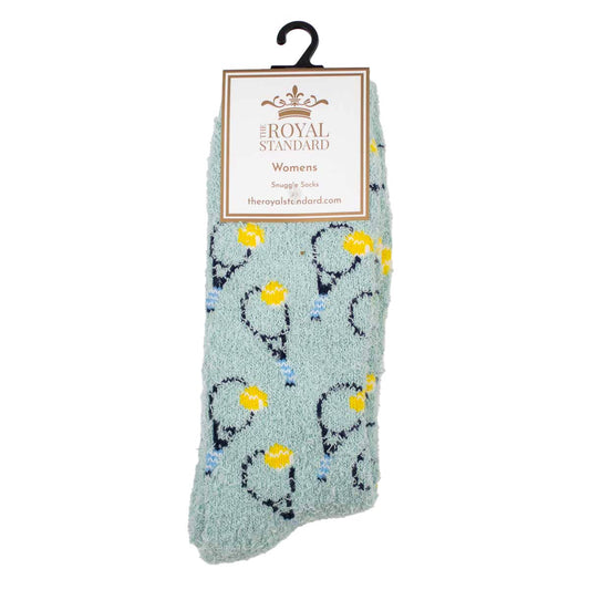 Women's Tennis Snuggle Socks   Sky/Navy/Yellow   One Size