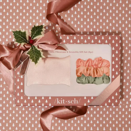 /KITSCH/ Holiday Satin Pillowcase & Scrunchie 4pc Gift Set