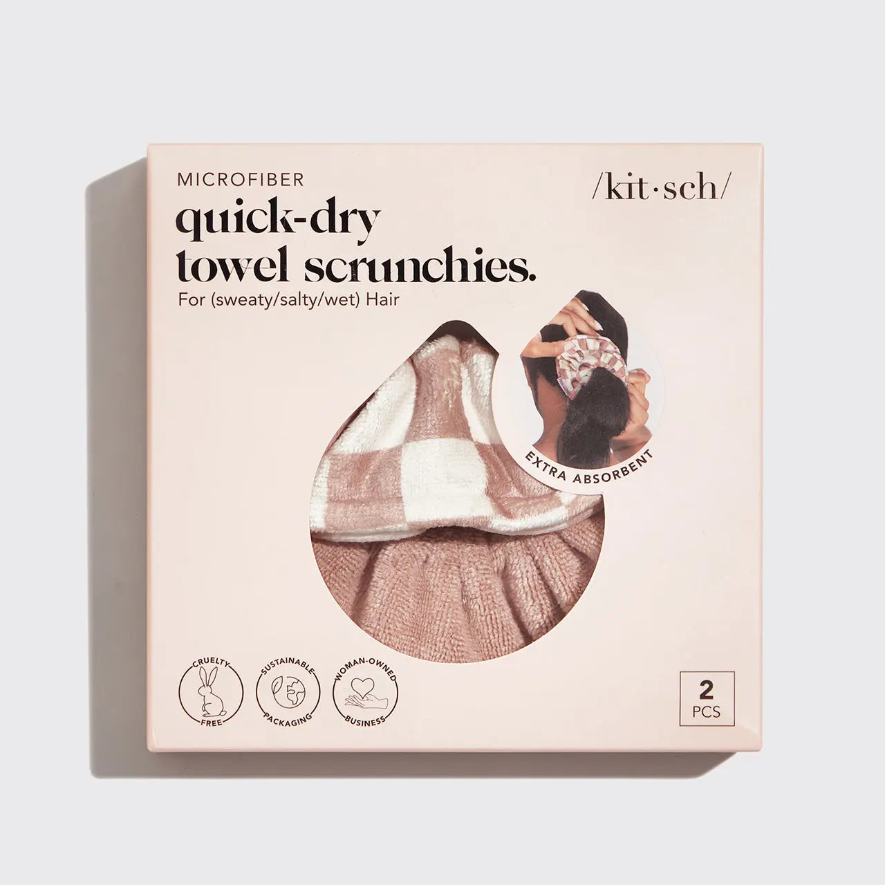/KITSCH/ Microfiber Quick-Dry Towel Scrunchies 2pc