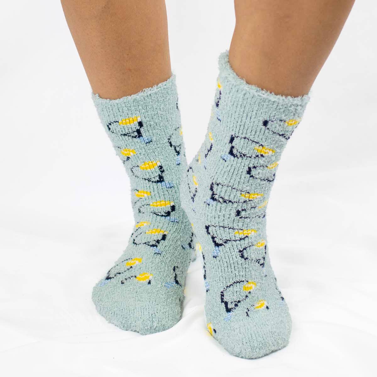 Women's Tennis Snuggle Socks   Sky/Navy/Yellow   One Size