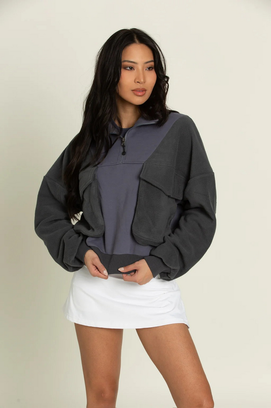 Navy Cargo Sweatshirt Pullover